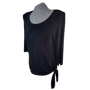 Chicos Travelers 1 Blk Long Sleeve Tie Bottom M/8